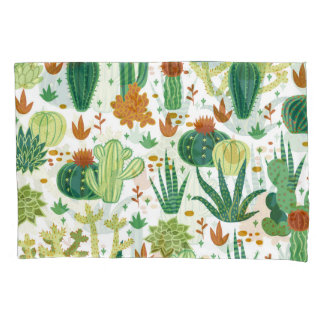Housse D'oreillers Arrière - plan blanc cactus : Graphiques Vintages.