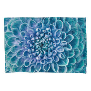 Housse D'oreillers Arrière - plan de macro à fleurs turquoise Dahlia