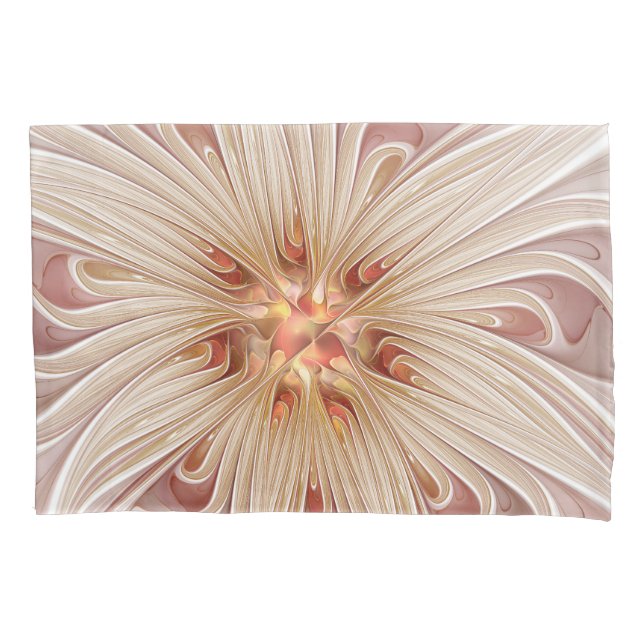 Housse D'oreillers Art abstrait moderne pêche pastel fleur fractale (devant)