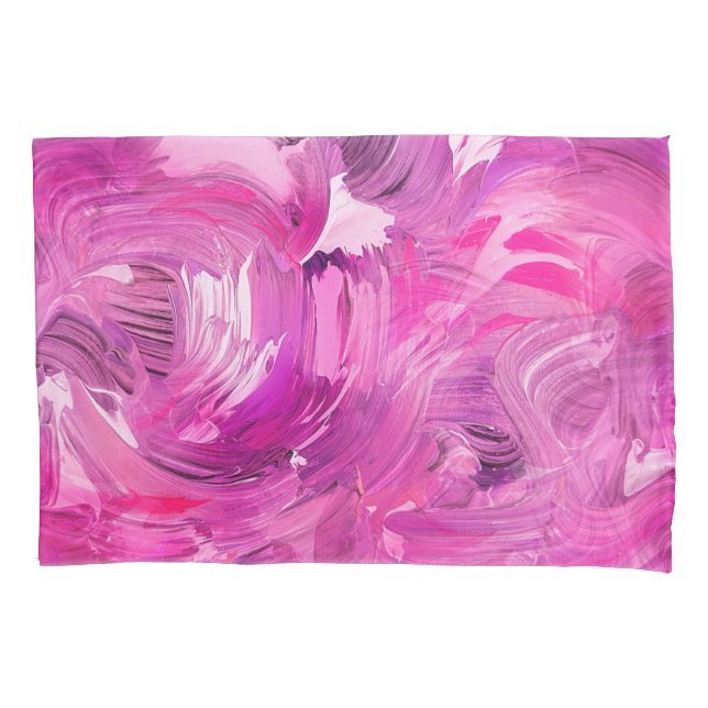 Housse D'oreillers Art Abstrait Moderne Violet Rose Blanc (devant)