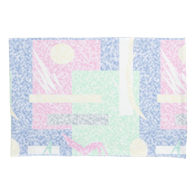 Housse D'oreillers Art Abstrait Pastel Thème Nuages Roses Turquoise (devant)