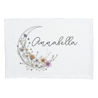 Housse D'oreillers Art céleste personnalisé Croissant de Lune Floral