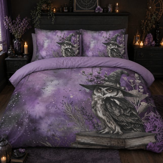 Housse D'oreillers Art de la chouette magique violette (Créateur téléchargé)