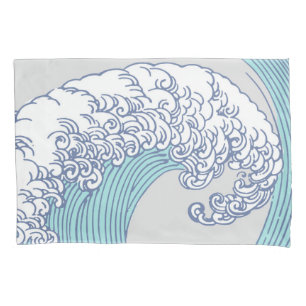 Housse D'oreillers Art de vague de surf Ukiyo-e japonais vintage de l