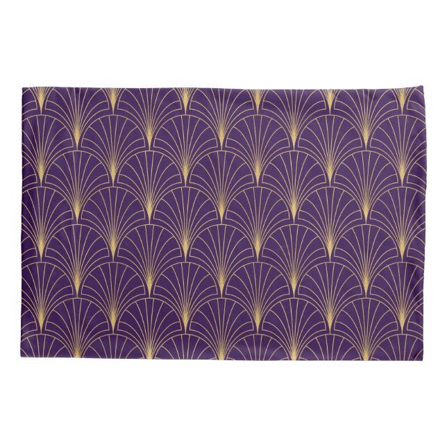Housse D'oreillers Art Déco Violet et Or Art Déco (Dos)