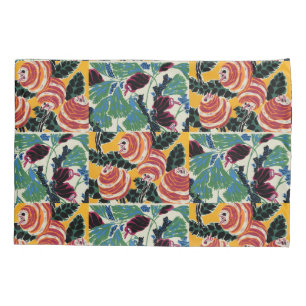 Housse D'oreillers Art floral abstrait magenta et orange vibrant