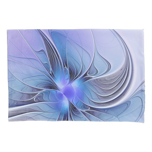 Housse D'oreillers Art fractal moderne abstrait bleu lavande (devant)