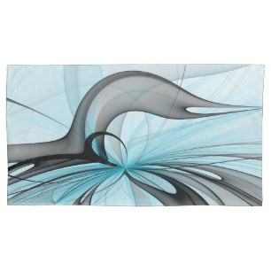 Housse D'oreillers Art fractal moderne gris anthracite abstrait bleu