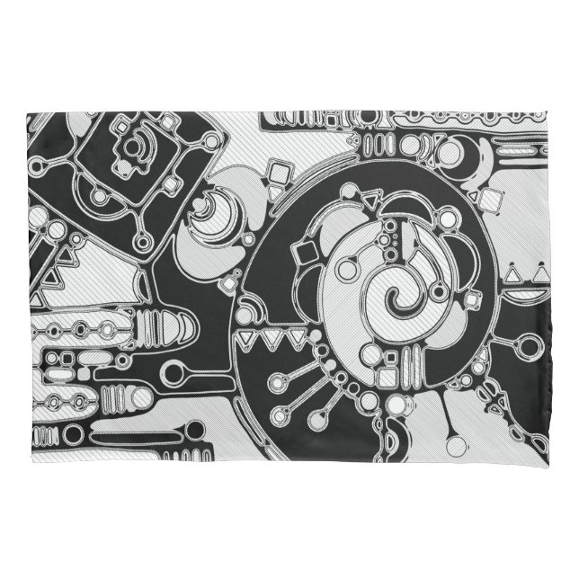 Housse D'oreillers Art Géométrique Noir Et Blanc 4 (devant)