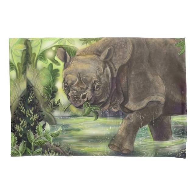 Housse D'oreillers Art Javan Rhino (devant)