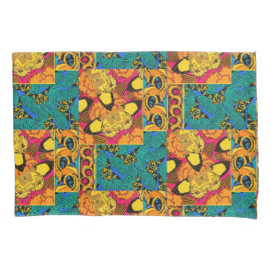 Housse D'oreillers Art papillon rose et sarcelle maximaliste vibrant