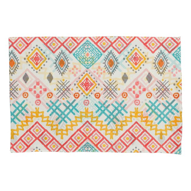 Housse D'oreillers Art tribal : imprimé géométrique boho. (devant)