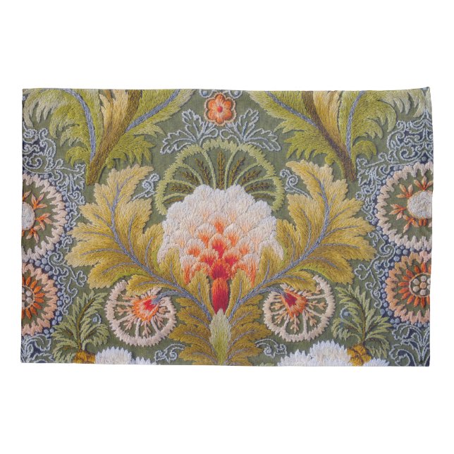 Housse D'oreillers Art vert en soie de broderie (Dos)