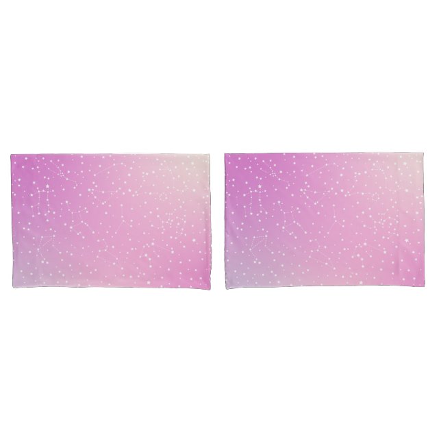 Housse D'oreillers Astrologie Pink Gradient Aura Stars Constellation (devant-Set)