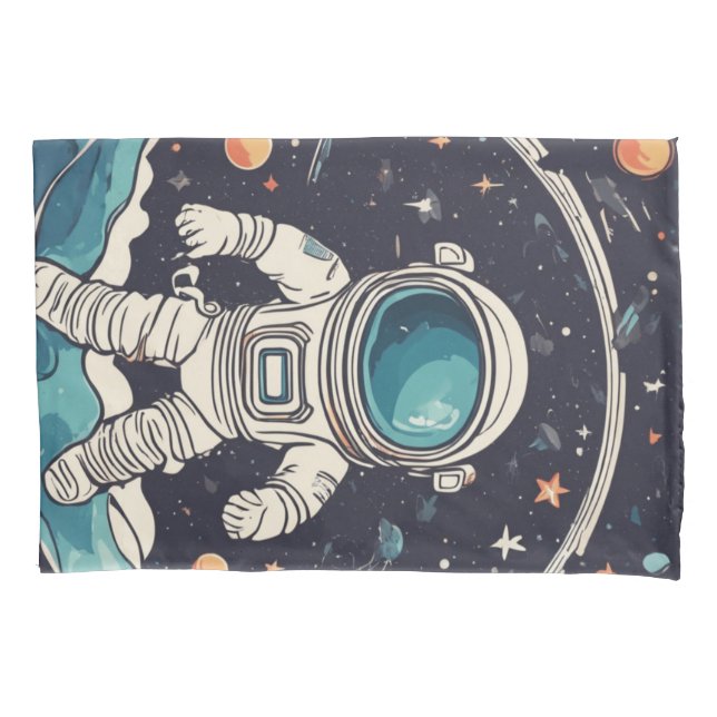 Housse D'oreillers Astronaute et Planètes Espace (devant)
