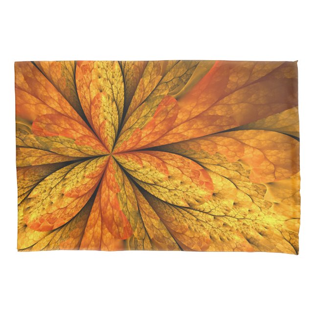 Housse D'oreillers Autumn Plant, Modern Abstract Fractal Art Leaf (devant)