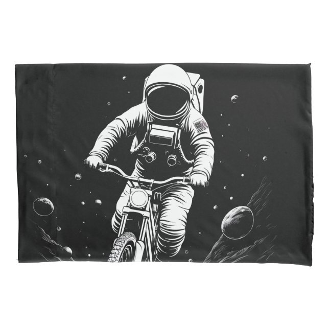 Housse D'oreillers Aventure spatiale de vélo d'astronaute cosmique (devant)