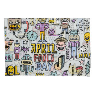 Housse D'oreillers Avril Fools : Jeu de Doodles Colorés.