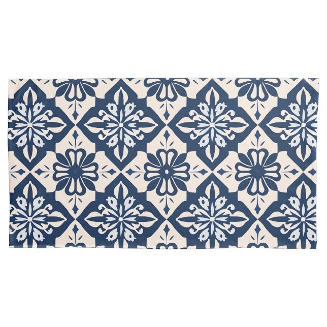 Housse D'oreillers Azulejo Portugais Bleu et Blanc (devant-gauche)