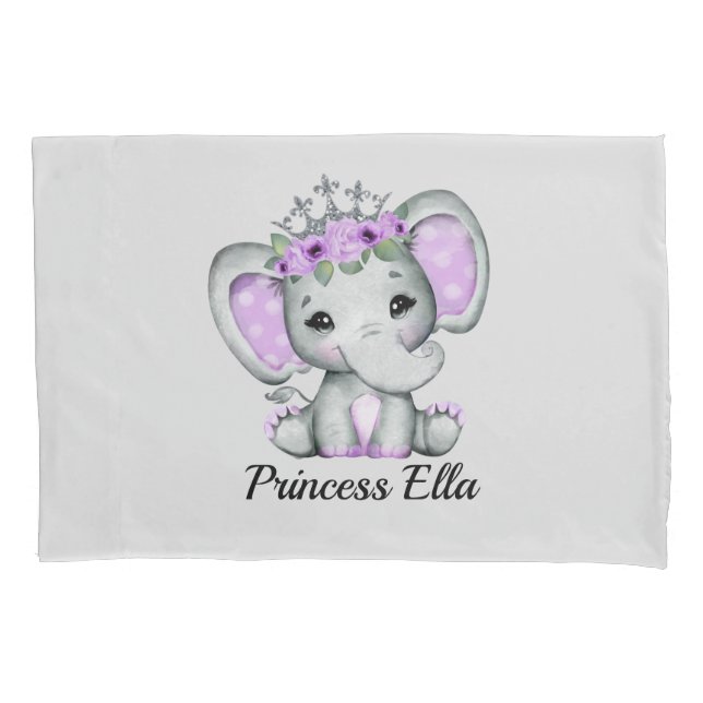 Housse D'oreillers Baby Elephant avec fleurs Baby (devant)