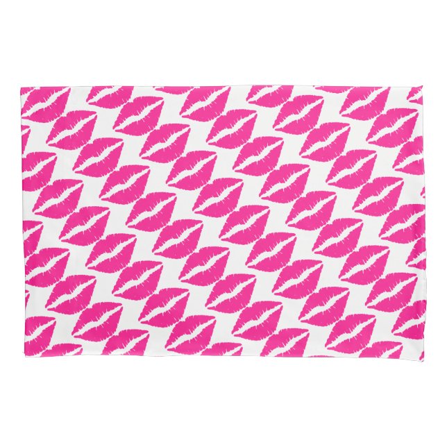 Housse D'oreillers Baisers rose blanc mignon motif cravate Coque-Mate (devant-gauche)
