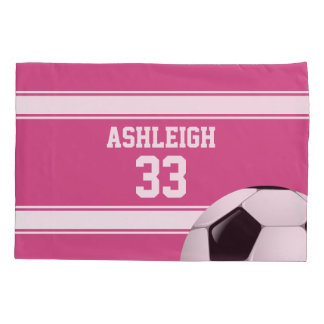 Housse D'oreillers Balle de soccer Jersey rose et blanc