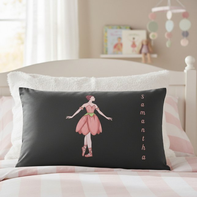 Housse D'oreillers Ballerine sur mesure rose et noir (Créateur téléchargé)