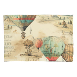 Housse D'oreillers Balloon vintage à air chaud dans un paysage serein