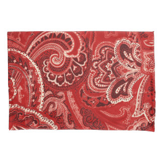 Housse D'oreillers Bandanna chic rouge de Paisley de hippie de Boho
