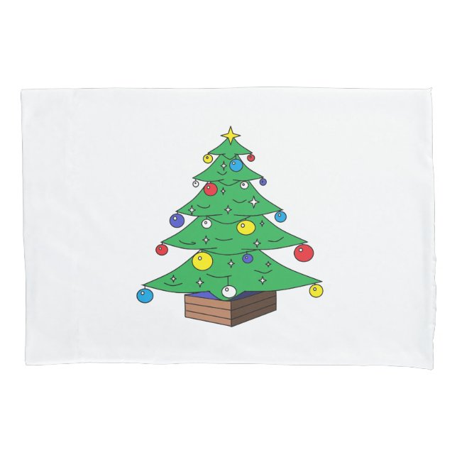 Housse D'oreillers Bande dessinée décorée d'arbre de Noël (devant)
