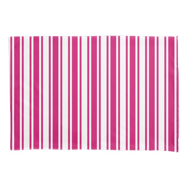 Housse D'oreillers Bandes de bonbons cerises et blanches (devant)