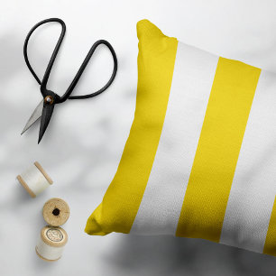 Housse D'oreillers Bandes Jaunes, Blancs, Motif rayé