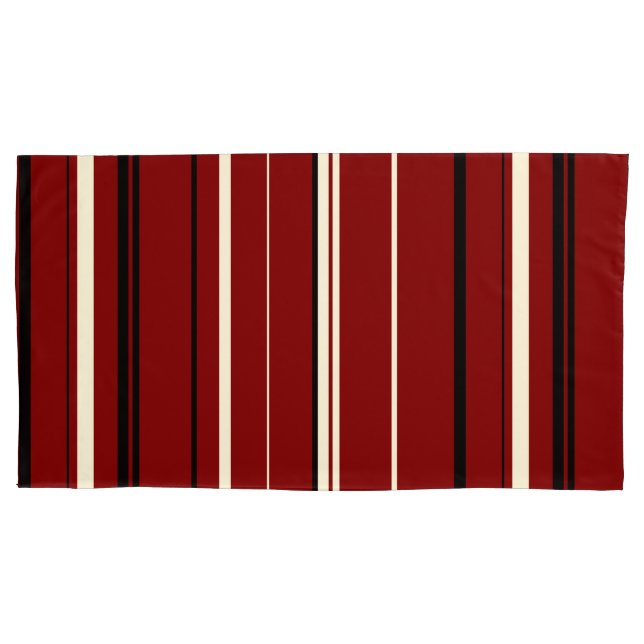 Housse D'oreillers Bandes noires rouges et blanches (devant)