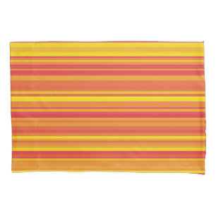 Housse D'oreillers Bandes Orange Rouge Jaune