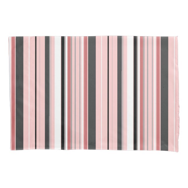 Housse D'oreillers Bandes roses gris mignonnes (devant-gauche)