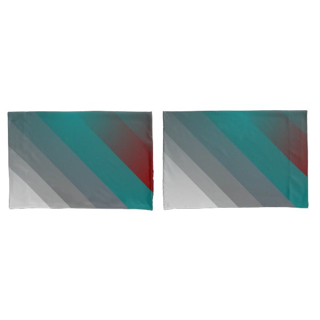 Housse D'oreillers Bandes turquoises de gris bordeaux (devant-Set)