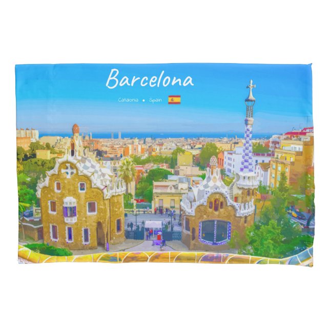 Housse D'oreillers Barcelone, Espagne - Parc Guell Mosaïque Gaudi (devant-gauche)