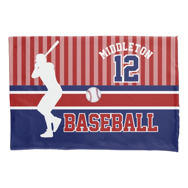 Housse D'oreillers Baseball Sport Ball Design - Rouge et Bleu foncé (devant)