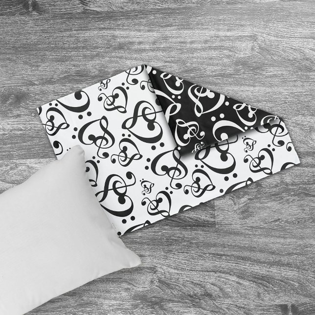 Housse D'oreillers Bass Treble Clef Hearts Music Notes Motif (Créateur téléchargé)