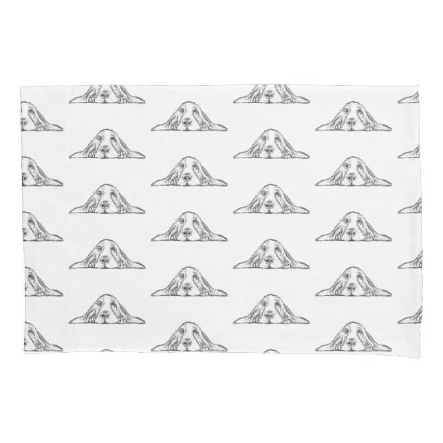 Housse D'oreillers basset blanc (devant)