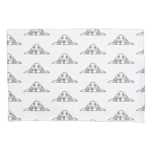 Housse D'oreillers basset hound noir blanc yeux de chiot simple