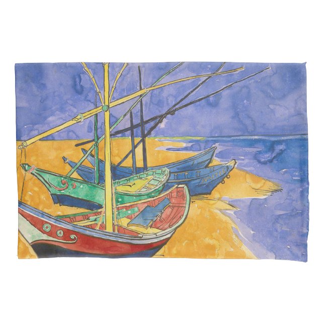 Housse D'oreillers Bateaux de Van Gogh Impressionnisme Plage (devant)