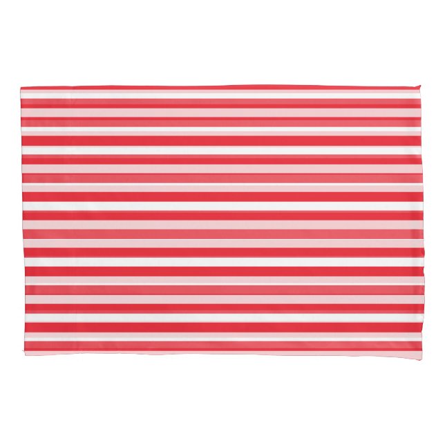 Housse D'oreillers Bâton de bonbon rouge et blanc rayé horizontal sim (devant)