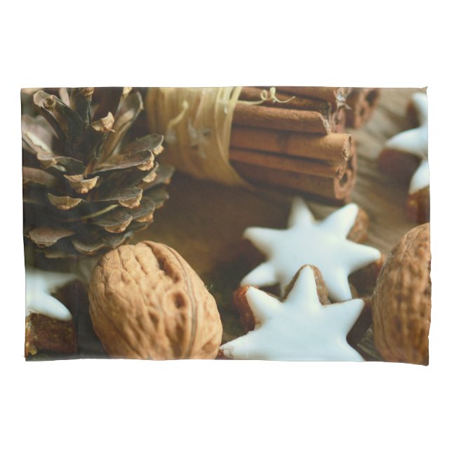 Housse D'oreillers Bâtons et étoiles de cannelle de Noël (devant)