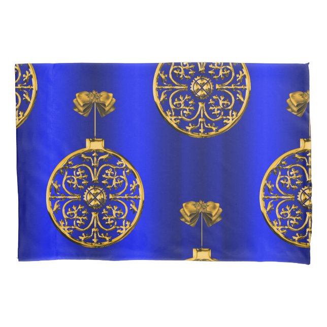 Housse D'oreillers Baubles de Noël en bleu (devant)