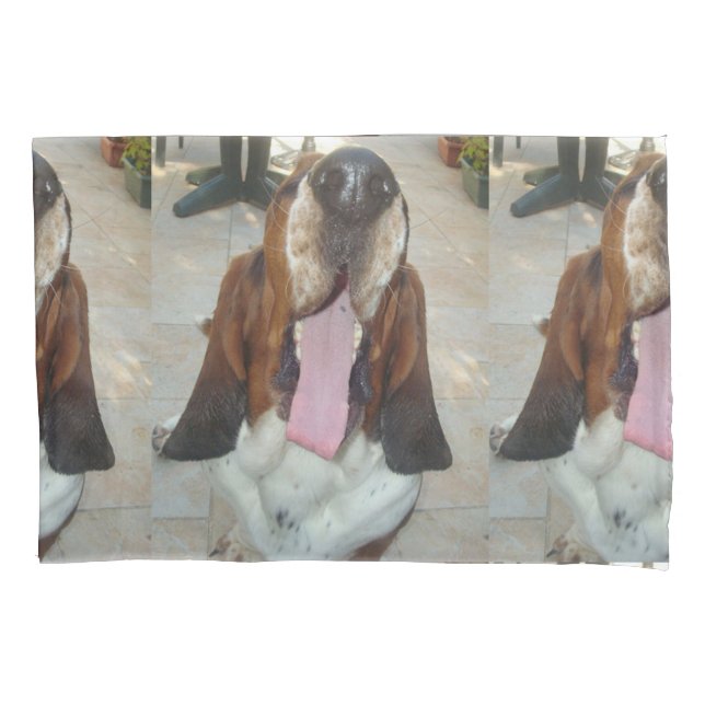 Housse D'oreillers baudrier basset_hound (devant-gauche)