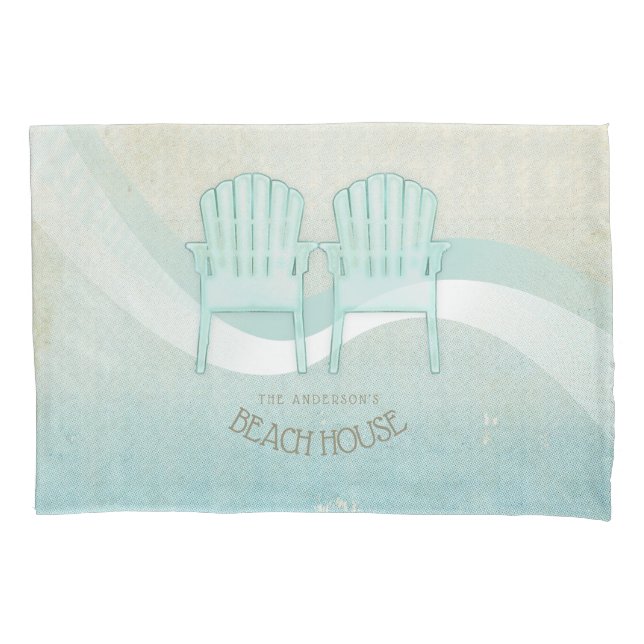Housse D'oreillers Beach House Adirondack Chaises Aqua Blue ID623 (devant)