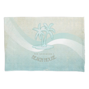 Housse D'oreillers Beach House Palm Trees Aqua ID623