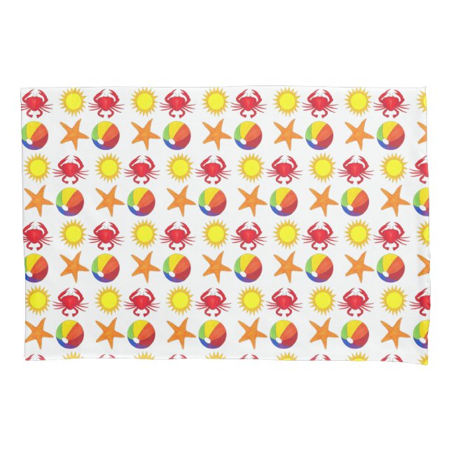 Housse D'oreillers Beach Party Beachball Sun Crab Starfish Seashore (devant)