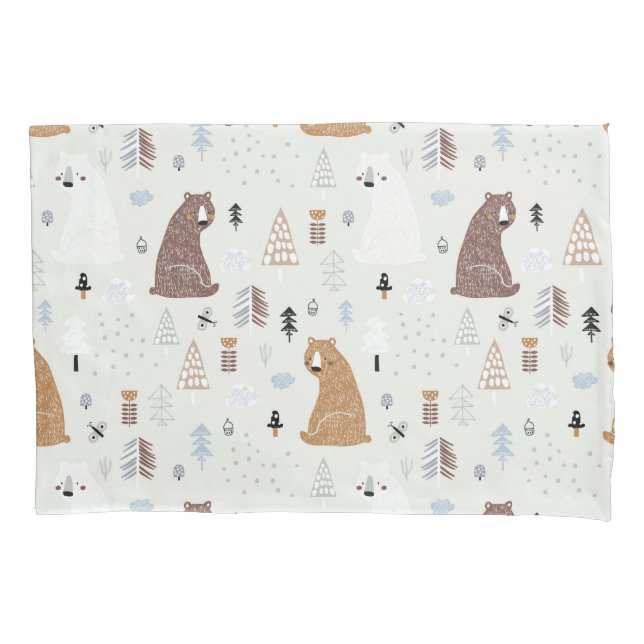 Housse D'oreillers Bears mignonne dans le Motif Woods (devant)